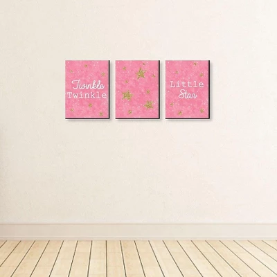 Big Dot Of Happiness Pink Twinkle Twinkle Little Star - Baby Girl Nursery Wall Art & Kids Room Decor - Gift Ideas - 7.5 X 10 Inches - Set Of 3 Prints 4 Big Dot Of Happiness Pink Twinkle Twinkle Little Star - Baby Girl Nursery Wall Art & Kids Room Decor - Gift Ideas - 7.5 X 10 Inches - Set Of 3 Prints - Image 2
