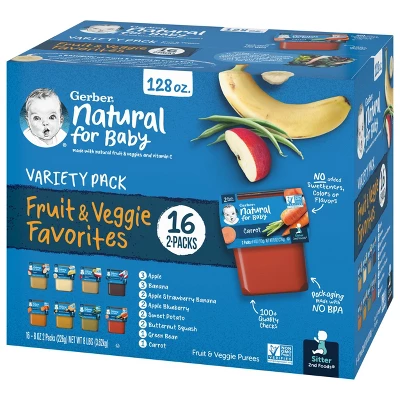 Gerber Sitter 2nd Foods 16pk Fruit & Veggie Baby Food Variety Pack - 128oz 4 Gerber Sitter 2nd Foods 16pk Fruit & Veggie Baby Food Variety Pack - 128oz - Image 2