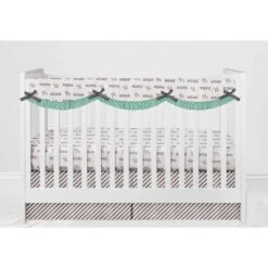 Bacati - Love Gray/Mint Long Side Crib Rail Guard Cover -Love To Dream Baby Shop GUEST ab8e3765 d8c9 4c5e 9d88 7a26ffc539ac