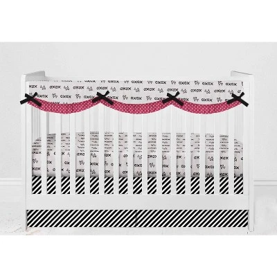 Bacati - Love Black Fuschia 10 Pc Crib Bedding Set With Long Rail Guard Cover 12 Bacati - Love Black Fuschia 10 Pc Crib Bedding Set With Long Rail Guard Cover - Image 10