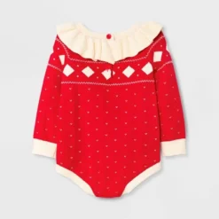 Baby Girls' Fair Isle Sweater Romper - Cat & Jack™ Red