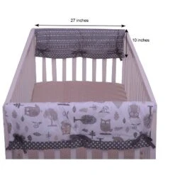 Bacati - Owls Gray/Beige Neutral Cotton Crib Rail Guard Covers Set Of 2 Small Side -Love To Dream Baby Shop GUEST b1569ef2 1bf3 46cd 8f82 961d41b738ae