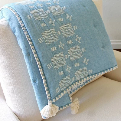 Crane Baby Quilted Baby Reversible Blanket - Caspian Chambray 9 Crane Baby Quilted Baby Reversible Blanket - Caspian Chambray - Image 7