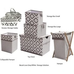 Bacati - Diamond Gray/White Collapsible Laundry Hamper -Love To Dream Baby Shop GUEST b3a9e185 138a 4520 a575 72b5987e3e14