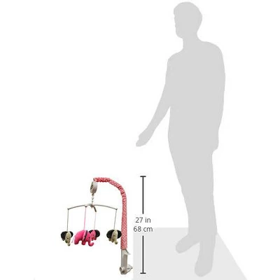 Bacati - Elephants Musical Mobile Pink/Grey 3 Bacati - Elephants Musical Mobile Pink/Grey