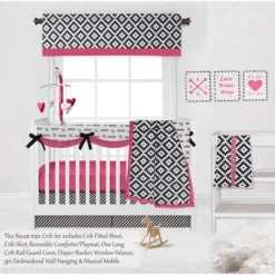 Bacati - Love Black Fuschia 10 Pc Crib Bedding Set With Long Rail Guard Cover 16 Bacati - Love Black Fuschia 10 Pc Crib Bedding Set With Long Rail Guard Cover -Love To Dream Baby Shop GUEST b52145d8 c35d 4042 8f8a 24b9f328ace7