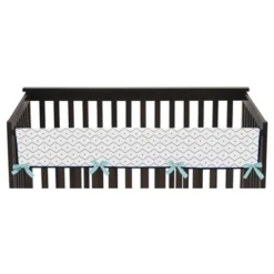 Sweet Jojo Designs Front Crib Rail Guard Cover - Blue & Green Mod Dino