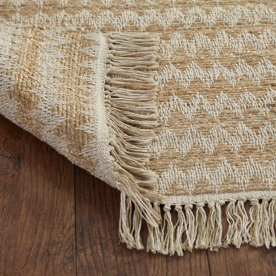 Handwoven Eco-Friendly Jute And Cotton Chevron Tassel Indoor Area Rug Or Runner By Blue Nile Mills 4 Handwoven Eco-Friendly Jute And Cotton Chevron Tassel Indoor Area Rug Or Runner By Blue Nile Mills - Image 2
