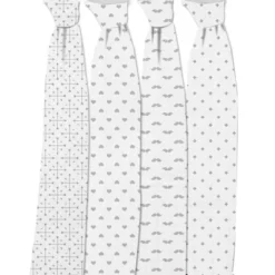 Bacati - LOVE Muslin Swaddling Blankets Set Of 4, Gray/White -Love To Dream Baby Shop GUEST b64a9533 662d 4f51 8e33 e0dcdbceeb99