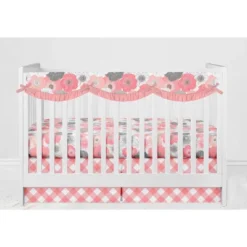 Bacati - Watercolor Floral Coral Gray 10 Pc Girls Crib Bedding Set With Long Rail Guard Cover -Love To Dream Baby Shop GUEST bf2503ac 92ff 4824 a0c6 064f4cab4376