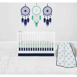 Bacati - Boys Noah Muslin Mint Navy 10 Pc Crib Bedding Set With 4 Swaddling Blankets -Love To Dream Baby Shop GUEST bf681a1b 9803 4964 a465 53632249223d