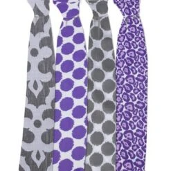 Bacati - Ikat Lilac/Gray Dots/Leopard Swaddling Muslin Blankets Set Of 4 -Love To Dream Baby Shop GUEST c020a480 781d 4db0 b239 a4fe6bcfb698