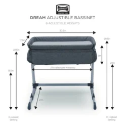 Simmons Kids' Dream Bedside Baby Bassinet Sleeper With Breathable Mesh And Adjustable Heights - Lightweight Portable Crib - Gray -Love To Dream Baby Shop GUEST c10b0cea 85b1 4a85 a54e 4d80afc2b4af