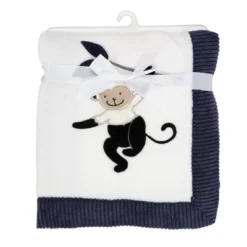 Lambs & Ivy Jungle Party White/Navy Monkey Soft Fleece Baby Blanket -Love To Dream Baby Shop GUEST c13f34de 11fa 4aea 9cd0 98bea37a7ebd