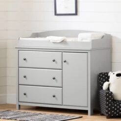 Cotton Candy Changing Table With Station - Soft Gray - South Shore