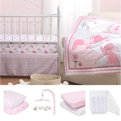 The Peanutshell Pink Elephant Crib Bedding Set, 3pc To 12 Pc, For Girls 16 The Peanutshell Pink Elephant Crib Bedding Set, 3pc To 12 Pc, For Girls - Image 14