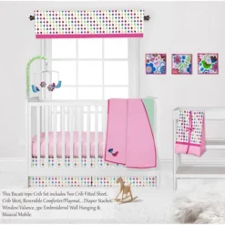 Bacati - Botanical Floral Birds Pink Multicolor 10 Pc Crib Bedding Set With 2 Crib Fitted Sheets -Love To Dream Baby Shop GUEST c82fc0ce d9e2 4b11 96e7 f80903081a37