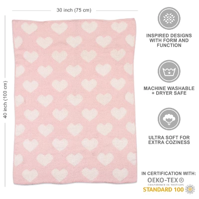 Living Textiles|Chenille Baby Blanket - Pink Hearts 5 Living Textiles|Chenille Baby Blanket - Pink Hearts - Image 3