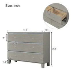 Cassio 47.3"W X 15.4"D X 35.6”H Horizontal Dressers 6 Drawers Metal Slides Crystal Handle With Rubber Wood Legs Accent Cabinet-Maison Boucle -Love To Dream Baby Shop GUEST c9d4fbda 6a0b 4e7b b2ea 9bed6872fc8d