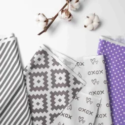 Bacati - Love Gray Lilac 4 Pc Crib Bedding Set With Diaper Caddy