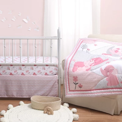 The Peanutshell Pink Elephant Crib Bedding Set, 3pc To 12 Pc, For Girls 9 The Peanutshell Pink Elephant Crib Bedding Set, 3pc To 12 Pc, For Girls - Image 7
