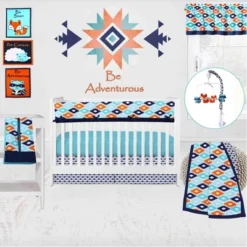Bacati - Liam Long Crib Rail Guard Cover Aqua/Orange/Navy -Love To Dream Baby Shop GUEST cf056c7a ecf6 4f8e 9241 80553a5cae8c
