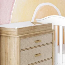 Shiloh 3 Drawer Convertible Dresser & Changing Table, Natural And Faux Rattan -Love To Dream Baby Shop GUEST cfb4efe0 65d1 4809 935d 41b0393b04f5