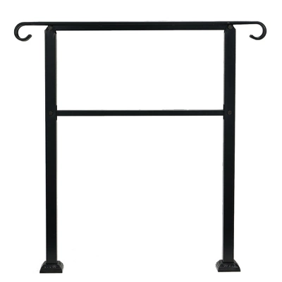 JOMEED UP040 1, 2, Or 3 Step Wrought Iron Transitional Entrance Handrail With Hardware For Outdoor Spaces, Walkways, Patios, And More, Black 5 JOMEED UP040 1, 2, Or 3 Step Wrought Iron Transitional Entrance Handrail With Hardware For Outdoor Spaces, Walkways, Patios, And More, Black - Image 3