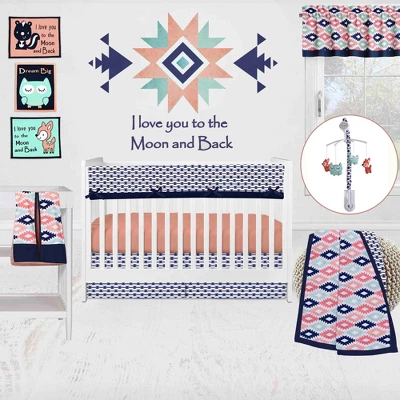 Bacati - Emma Crib Rail Guard Covers Set Of 2 Coral/Mint/Navy 6 Bacati - Emma Crib Rail Guard Covers Set Of 2 Coral/Mint/Navy - Image 4