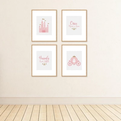 Big Dot Of Happiness Little Princess Crown - Unframed Pink & Gold Castle Nursery And Kids Room Linen Paper Wall Art - Set Of 4 Artisms - 8 X 10 Inches 4 Big Dot Of Happiness Little Princess Crown - Unframed Pink & Gold Castle Nursery And Kids Room Linen Paper Wall Art - Set Of 4 Artisms - 8 X 10 Inches - Image 2