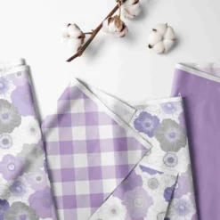 Bacati - Watercolor Floral Purple Gray Set Of 2 Crib Rail Guard Covers