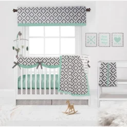 Bacati - Love Gray/Mint Long Side Crib Rail Guard Cover -Love To Dream Baby Shop GUEST d7e5633b f386 4986 af9c 951a759a426e