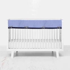 Bacati - Elephants Long Crib Rail Guard Cover Blue/Gray