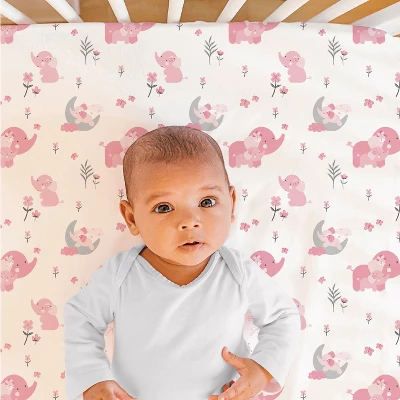 The Peanutshell Pink Elephant Crib Bedding Set, 3pc To 12 Pc, For Girls 4 The Peanutshell Pink Elephant Crib Bedding Set, 3pc To 12 Pc, For Girls - Image 2