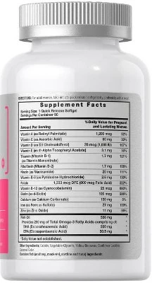 Horbaach Prenatal Vitamins With DHA And Folic Acid | 90 Softgels