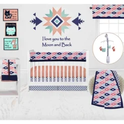Bacati - Emma Crib Rail Guard Covers Set Of 2 Coral/Mint/Navy 9 Bacati - Emma Crib Rail Guard Covers Set Of 2 Coral/Mint/Navy -Love To Dream Baby Shop GUEST dc59dd2c a81b 494f ae05 c659228a708b