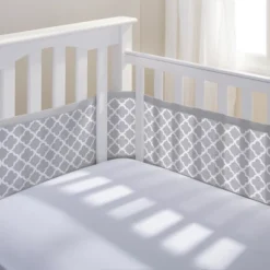 BreathableBaby Breathable Mesh Crib Liner - Classic Collection - Gray Clover