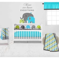 Bacati - Elephants Crib Rail Guard Covers Aqua/Lime/Gray Set Of 2 Small Side -Love To Dream Baby Shop GUEST dec3a3af e60d 4a5e a555 d7889253c1aa