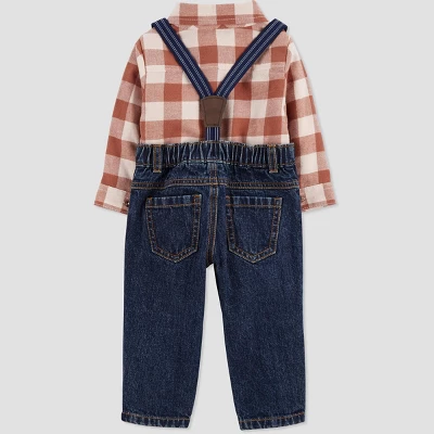 Carter's Just One You®️ Baby Boys' Plaid Top & Bottom Set - Brown 4 Carter's Just One You®️ Baby Boys' Plaid Top & Bottom Set - Brown - Image 2