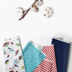 Bacati - Space Multicolor Boys Cotton Crib Rail Guard Covers Set Of 2