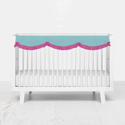 Bacati - Little Dino Girls Fucshia/Aqua Solid Long Crib Rail Guard Cover 3 Bacati - Little Dino Girls Fucshia/Aqua Solid Long Crib Rail Guard Cover