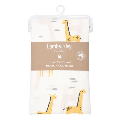 Lambs & Ivy Signature Giraffe Organic Cotton Fitted Crib Sheet - White/Yellow 4 Lambs & Ivy Signature Giraffe Organic Cotton Fitted Crib Sheet - White/Yellow - Image 2