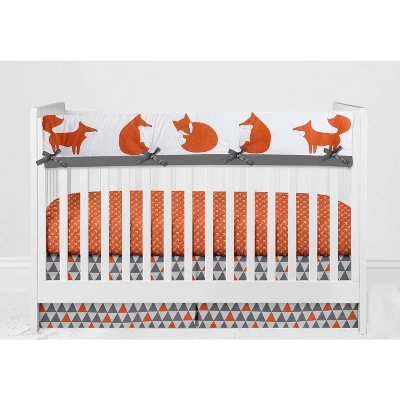 Bacati - Playful Fox Long Crib Rail Guard Cover Orange/Gray 4 Bacati - Playful Fox Long Crib Rail Guard Cover Orange/Gray - Image 2
