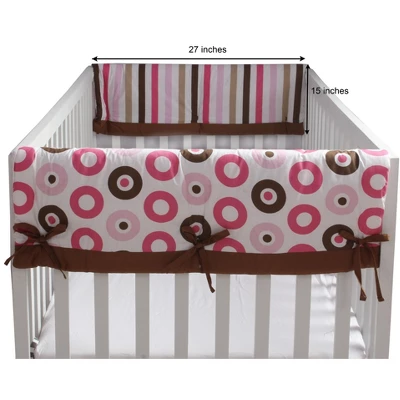 Bacati - Mod Dots/Stripes Crib Rail Guard Covers Set Of 2 Pink/Chocolate 4 Bacati - Mod Dots/Stripes Crib Rail Guard Covers Set Of 2 Pink/Chocolate - Image 2