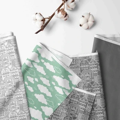 Bacati - Clouds In The City Mint//Gray Set Of 2 Small Side Crib Rail Guard Covers 3 Bacati - Clouds In The City Mint//Gray Set Of 2 Small Side Crib Rail Guard Covers