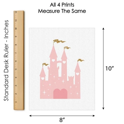 Big Dot Of Happiness Little Princess Crown - Unframed Pink & Gold Castle Nursery And Kids Room Linen Paper Wall Art - Set Of 4 Artisms - 8 X 10 Inches 6 Big Dot Of Happiness Little Princess Crown - Unframed Pink & Gold Castle Nursery And Kids Room Linen Paper Wall Art - Set Of 4 Artisms - 8 X 10 Inches - Image 4