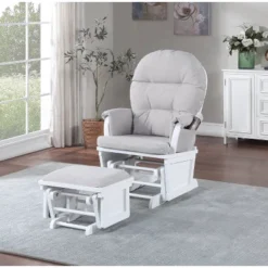 Suite Bebe Mason Glider & Ottoman - White/Woven Gray