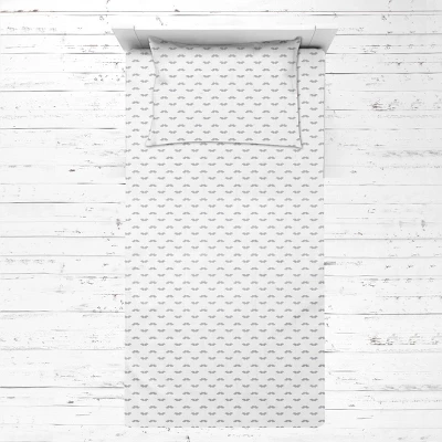 Bacati - Moustache Gray Muslin 3 Pc Toddler Bed Sheet Set 100 Percent Cotton 4 Bacati - Moustache Gray Muslin 3 Pc Toddler Bed Sheet Set 100 Percent Cotton - Image 2