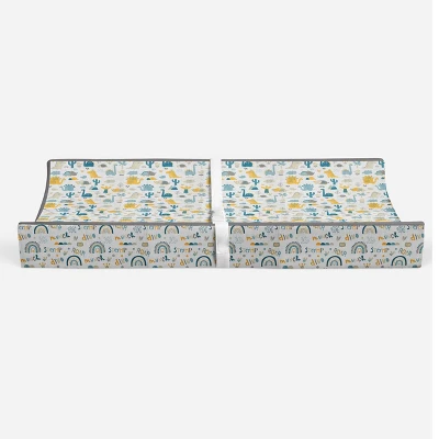 Bacati - Little Dino Boys Teal/Yellow Muslin Quilted Changing Pad Cover 7 Bacati - Little Dino Boys Teal/Yellow Muslin Quilted Changing Pad Cover - Image 5