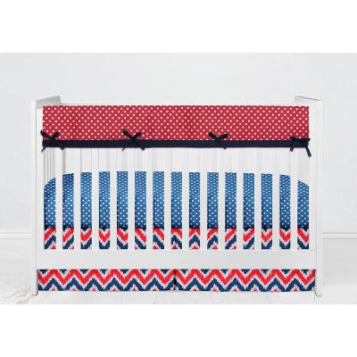Bacati - Mix N Match Chevron/Dots Long Crib Rail Guard Cover Navy/Red 6 Bacati - Mix N Match Chevron/Dots Long Crib Rail Guard Cover Navy/Red - Image 4